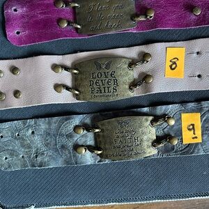 Stylish Leather Bracelets Set - Purple, Gray, and Blue